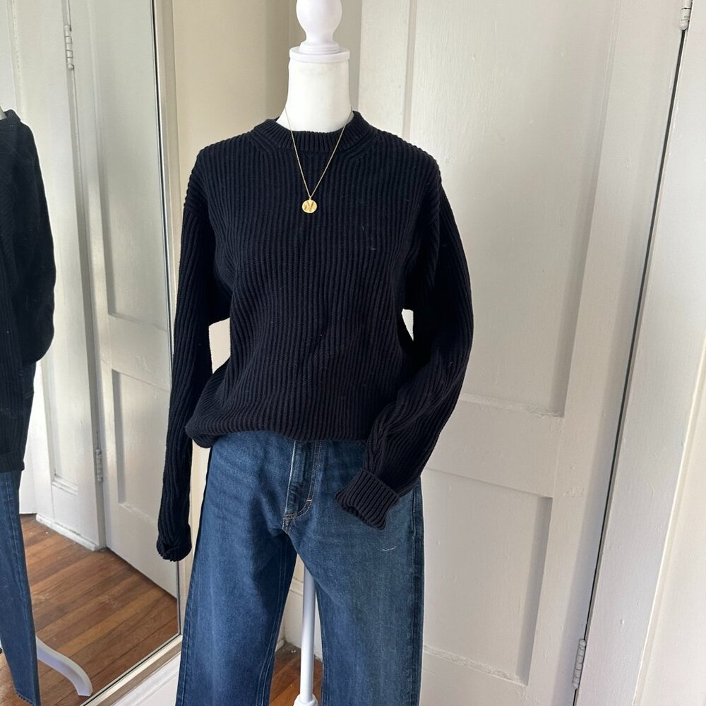 LL Bean 100% cotton Chunky Knit sweater - Navy